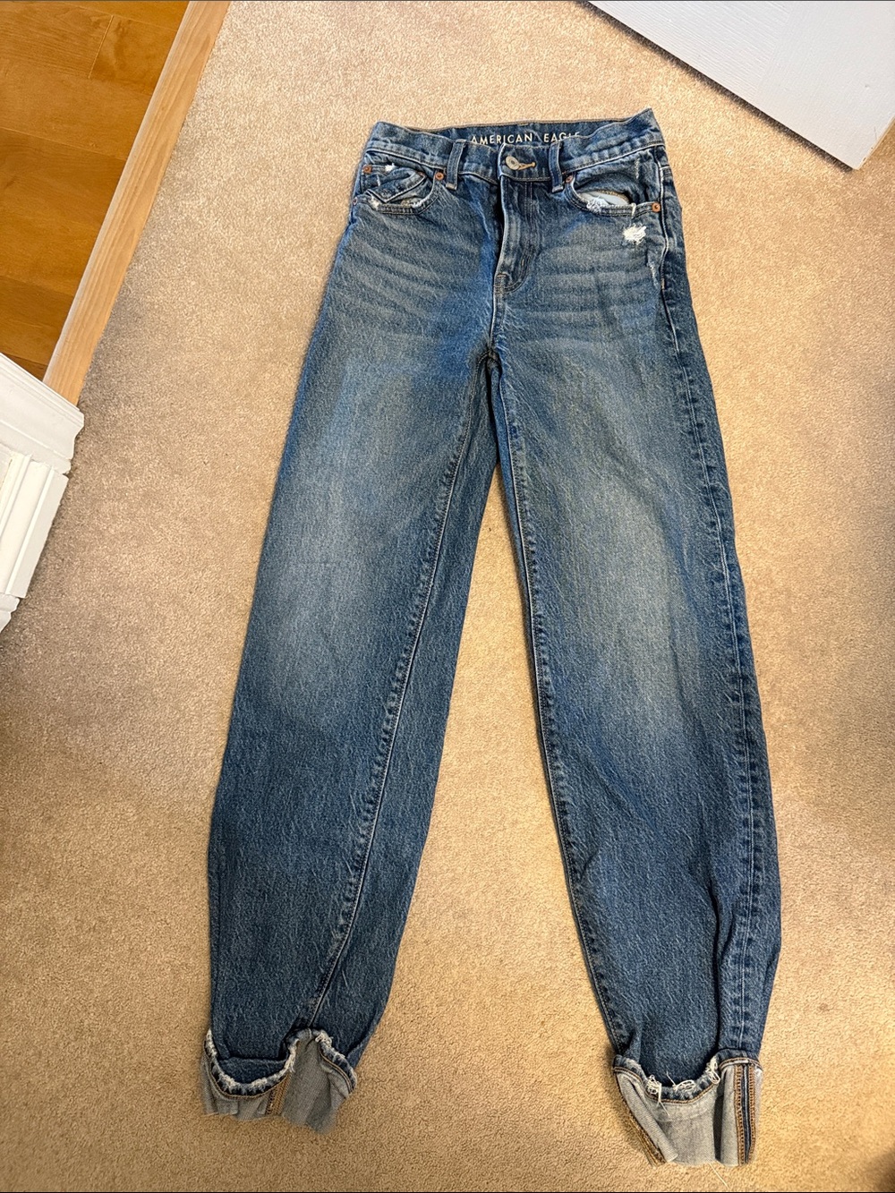 American Eagle Outfitters Distressed Boyfriend Jeans - Blue